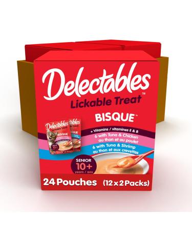 Hartz Delectables Bisque Senior 10+ Lickable Wet Cat Treats Variety Flavour 24 Pack Senior Variety Flavour 1 g (Pack of 24)