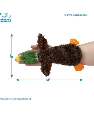 2-in-1 Stuffless Squeaky Dog Toy for Small, Medium, and Large Pets - Durable Fabric, No Stuffing, Indoor Play - Small Brown/Wild Duck - Buy Online on SooperMarket.com