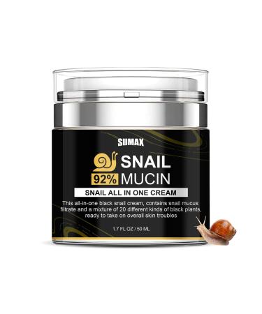 Pressed Snail All in One Cream 92 Snail Mucin Moisturiser Smooths Fine Lines Relieves Redness Long-Lasting Hydration Snail Repair Cream for All Skin Types 50ml