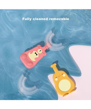 JENPECH Cute Bear/Duck Kids U-Shaped Toothbrush - Food Grade Soft Silicone Brush Head 360 Oral Teeth Cleaning Design for Toddlers and Children Yellow Bear 6-12 Years - Buy Online on SooperMarket.com