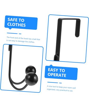 NAMOARLY 2pcs Double Hook Wall Mounted Clothes Rack Door Clothes Hangers Punch- Hook Back Door Nail 14x9cm Black - Buy Online on SooperMarket.com