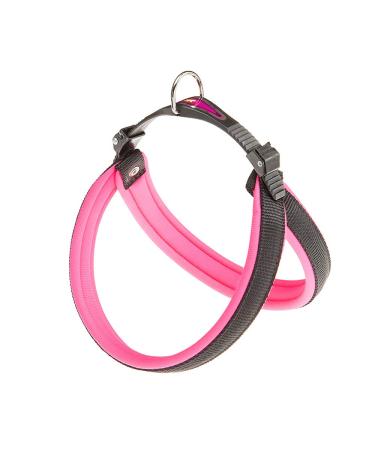Ferplast ergonomic dog harness Agila Fluo 3 excellent fit cord strain closure soft upholstery A B 37 57 cm 15 mm pink