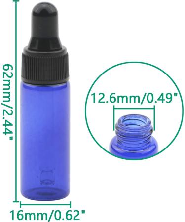 Rowiz 30 Pack 5ml Glass Drip Bottles for Essential Oils Lotions & Perfumes - Blue with Droppers & Caps - Buy Online on SooperMarket.com