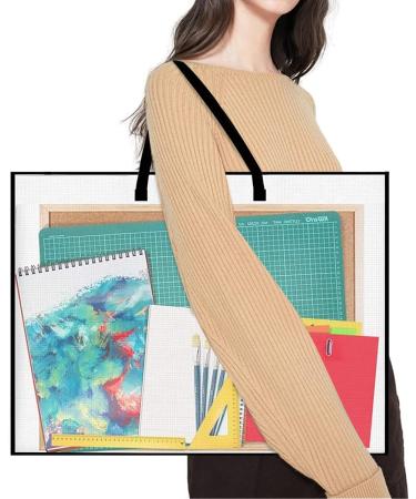 DPEI XUAN Art Portfolio Bag - 19x25 Inch Transparent White Poster Storage Organizer with Zipper and Handle - Ideal for Large Posters, Poster Boards, Paintings - 1 Pack - Buy Online on SooperMarket.com