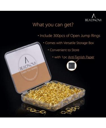 BEADNOVA 6mm Gold Open Jump Rings for Keychains & Necklace Repair (300Pcs) - Buy Online on SooperMarket.com