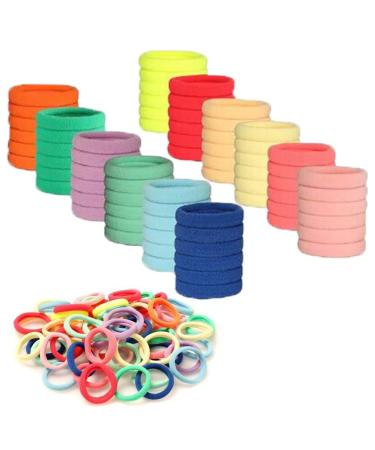 Elastic Hair Bands Hair Ties for Girls  100Pcs Seamless Hair Bands No Damage Pony Tails Holders for Thin Thick Hair Cute Fabric Hair Ties for Women (2 Inch in Diameter  Mix Color) Multicolor-100PCS