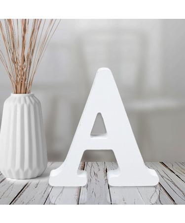 4 Inch White Wood Letters  Unfinished Wood Letters for Wall Decor Decorative Standing Letters Slices Sign Board Decoration for Craft Home Party Projects (A)