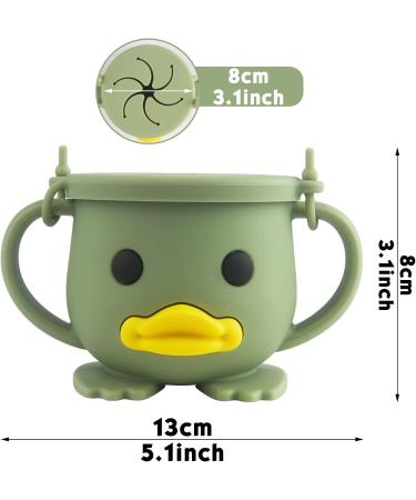 Qshare Silicone Baby Snack Cup - Non Spill Toddler Snack Catcher with Lid for Finger Food - Sage Green, BPA Free & Portable - Buy Online on SooperMarket.com