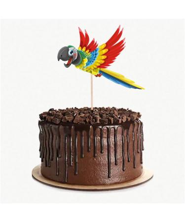 Colorful Parrot Birthday Party Cupcake Picks - 14 Pack Decorations for Tropical Parties - Buy Online on SooperMarket.com