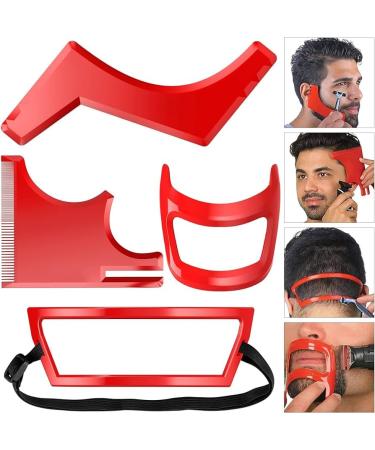 Beard Hairline Template Kit Professional 4-Piece Set for Beard and Hairline Shaping Beard Trimming Tool Facial Hair Outline Shaper Beard Hair Grooming Stencil Styling Guide for Men Styling & Haircut