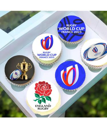 24 x Pre-Cut Stand up Rugby World Cup Edible Wafer/Rice Paper Cupcake Cake Dessert Toppers Birthday Decorations