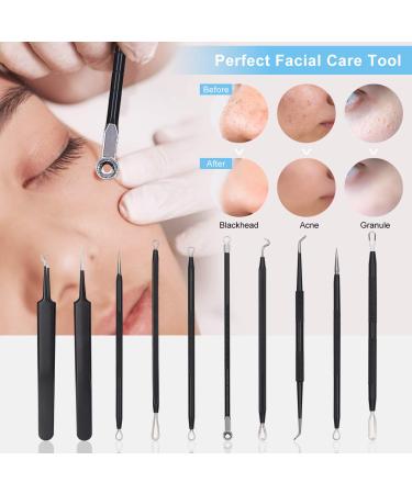 Fangze Pimple Popper Tool Kit - 10pcs Stainless Steel Blackhead Remover Set with Leather Bag - Buy Online on SooperMarket.com