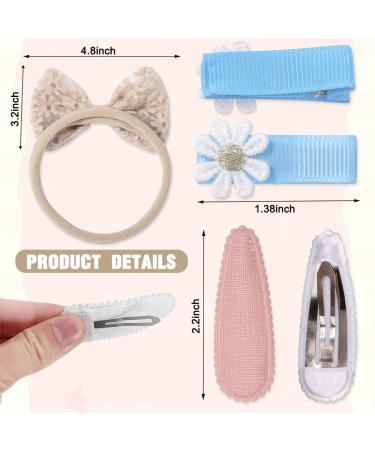 Beautiful 12-Part Baby Girl Headband Set - Cute Hair Accessories for Newborns & Toddlers | Embroidered Clips & Elastic Bands - Buy Online on SooperMarket.com
