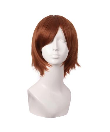 MapofBeauty 12 inch/30 cm Side Bangs Short Straight Fiber Cosplay Wig (Ginger Orange)