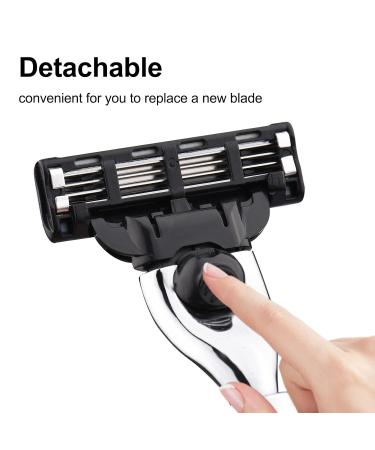 Shaving Razor with PU Storage Bag - Portable Metal Safety Beard Razor & Mustache Removal Tool | Washable & Detachable 3 Blades in Silver - Buy Online on SooperMarket.com
