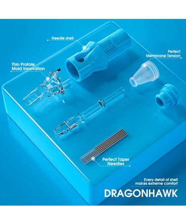 Dragonhawk Tattoo Cartridges Needles Kit - 50Pcs Mixed Sizes - Disposable Standard Needles for Studio Artists - Dragonhawklabs - 1007RM, 1009RM, 1001RL, 1003RL, 1005RL, 10 Curved Magnum, 10 Round Liner - Buy Online on SooperMarket.com