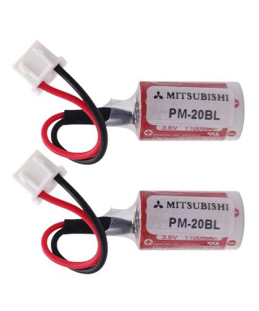 2 Pack 3.6V ER3 PLC Battery with White Plug for PM-20BL Battery 1100mAh