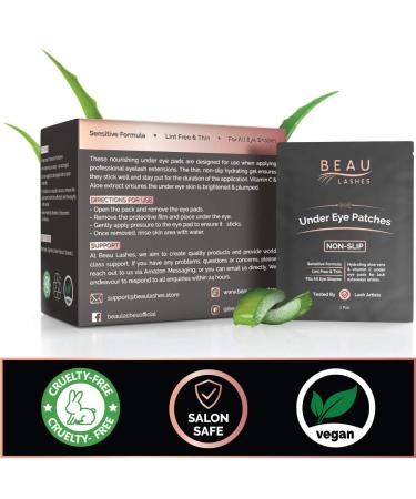 Lint-Free Hydrogel Under Eye Pads for Lash Extensions - 100 Pairs with Vitamin C & Aloe Vera - Professional Grade Eyelash Extension and Lash Lift Patches - Buy Online on SooperMarket.com