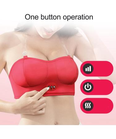 HOHXFYP USB Breast Massager Cotton Electric Vibration Breast Enlargement Bra Wearable Bust Lift Enhancer Machine Shoulder Strap Included Red - Buy Online on SooperMarket.com