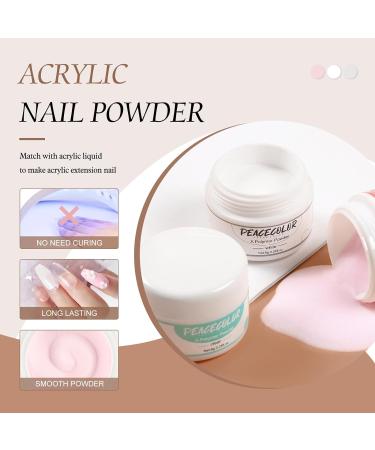 PEACECOLOR 6PC 8G Acrylic Powder Set Clear Pink White Nude Orange Dark Pink Color Collections Professional for Acrylic Nail Extension Carving Nails DIY Nail Art at Home No Lamp Needed XA-46 - Buy Online on SooperMarket.com