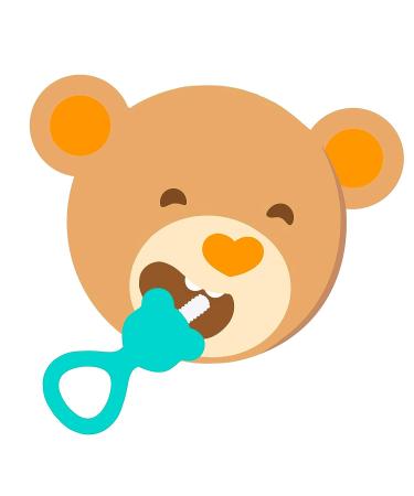 Oogiebear 360 Teether - Safe Teething Toy for Babies 3 Months+ | Soft Bristle Teddy Bear Silicone Teether - Seafoam - Buy Online on SooperMarket.com