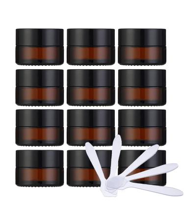 Zeoabsy 12 piece of empty brown glass cream box 5ml with lid brown las screw lid glass cructure screw box glass dose of ointment puts cosmetic socket for gels creams + 12x spatula