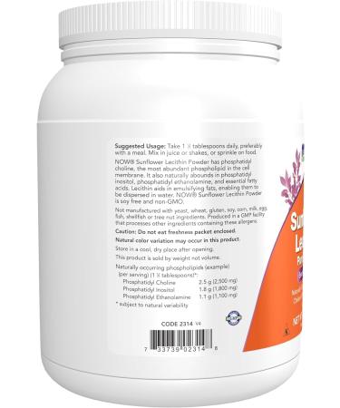 Sunflower Lecithin with Naturally Occurring Phosphatidyl Choline and Other Phosphatides Powder 454 g - Buy Online on SooperMarket.com