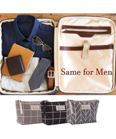 Shop Multifunctional Canvas Makeup Bag Set - 2 Portable Cosmetic Bags for Travel Office & School - Black/Gray Checkered - Buy Online on SooperMarket.com