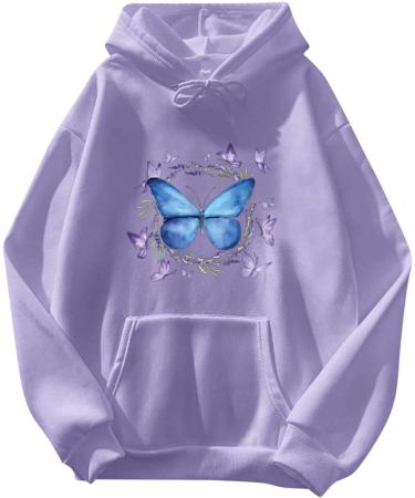 oelaio Women Long Sleeve Cropped Hoodies Loose Comfy Fashion Print Pullover Sweatshirts Fall Winter Clothes 2023 for Leggings Purple - Buy Online on SooperMarket.com