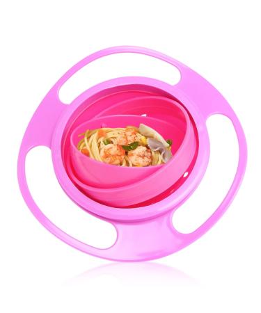 Vokmon Baby Universal Gyro Bowl Anti Spill Dining Entertaining Toddler Magic Bowls Non Spill Feeding Toddler Gyro Bowl Rotating 360 Degrees Rotation Gyroscopic Smooth Bowl for Kids Toddlers (Pink)