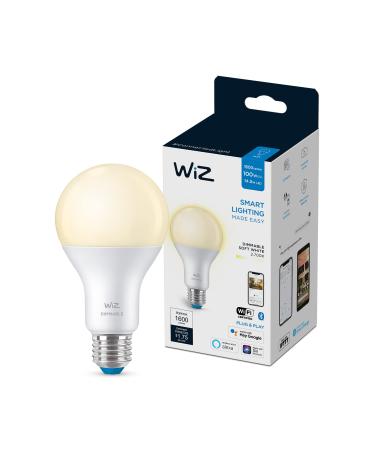 WiZ Connected Soft White High 1600 Lumen 100W A21 Smart WiFi Light Bulb, Dimmable 2700K, Compatible with Alexa and Google Home Assistant, No Hub Required, 1 Bulb A21 Soft White (2700k) 1 Count (Pack of 1)
