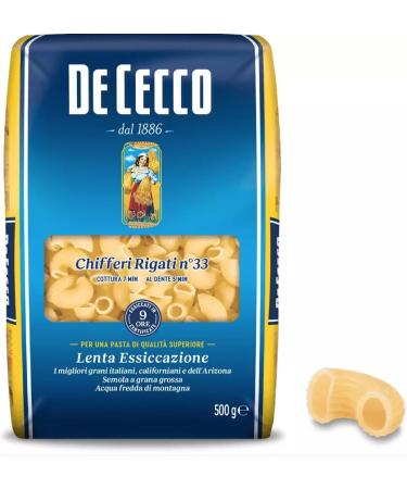 De Cecco Chiferi Rigate Pasta N33 500g - Pack of 3