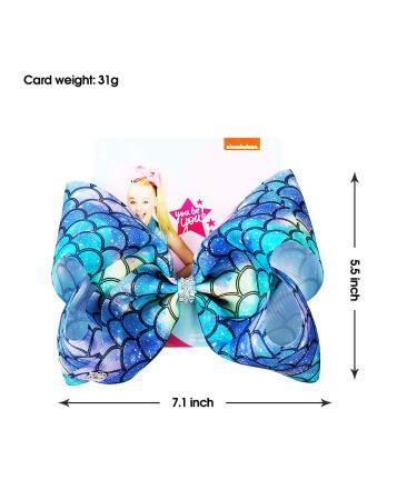 Siwa Style 8 Inch Mermaid Hair Bows for Girls - Alligator Clips Hair Barrettes - Xmas Gift - Buy Online on SooperMarket.com