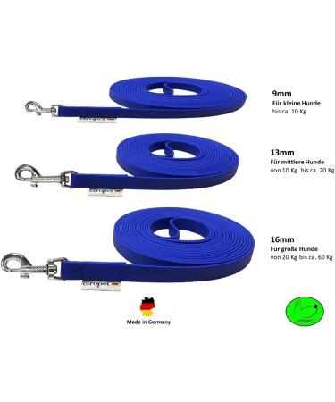 Buy Drag Line Biothane Dog Leash for Small Dogs | 9mm 3m/10m/15m Options | 1.30m Hand Loop-Free Blue - International Shipping Available - Buy Online on SooperMarket.com