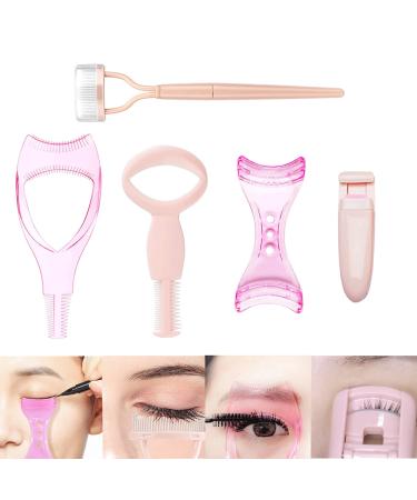 5 in 1 Eyelash Application Tool Kit Eyelash Applicator Tool Eyelash Curlers Eyelash Comb Makeup Eyelash Tool Eyeliner Mascara Shield Eyelash Separator Tool Lash Curler