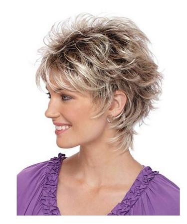 Chic Women Short Wig | 100% Human Hair Real Hair Wig for Cosplay & Parties | Fashionable Wave-Shaped Style - Buy Online on SooperMarket.com