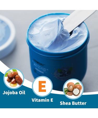 LOVERY Blueberry Milk Whipped Body Butter 2-Pack | Ultra-Hydrating Shea Butter Cream with Jojoba Oil & Vitamin E | Natural Moisturizer for All Skin Types | 12 Ounces - Buy Online on SooperMarket.com