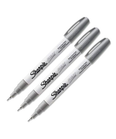 Sharpie Oil-Based Paint Marker Extra Fine Point Silver Ink Pack of 3
