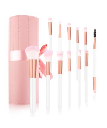 12 Piece Makeup Brush Set RISVOWO Makeup Brush Set with Roll Up PU Leather Bag Premium Powder Brush Eyeshadow Brush Lip Brush Foundation Cosmetic Makeup Brush Tools
