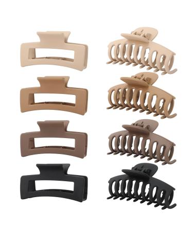 Zou.rena hair claw clips for women short thin hair 3.35 inches (8.5 cm) hair clips for girls long thick hair strong 8 pieces (3.5 inch neutral color)
