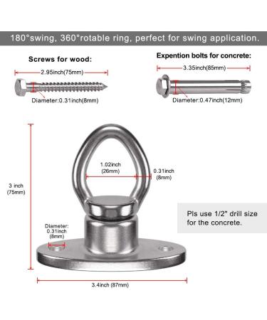 SELEWARE Heavy Duty Bearing Swing Hanger - 360 Rotate Swing Swivel Hook for Wooden & Concrete - Indoor Outdoor Hammock & Swing Set - Buy Online on SooperMarket.com