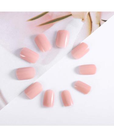 Brishow Pink Short False Nails - 24pcs Natural Acrylic Stick-On Full Cover for Women & Girls | International Shipping - Buy Online on SooperMarket.com