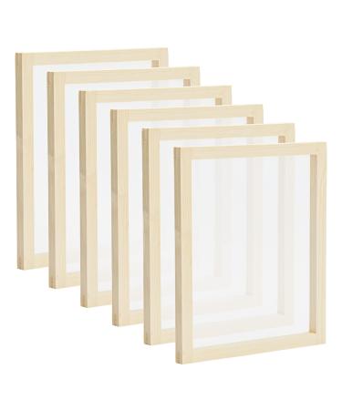 6 Pack Wood Silk Screen Printing Frame Kit for Beginners and Kids, 10x12 Wood Frame, 110 White Mesh 10 x 12 Inch