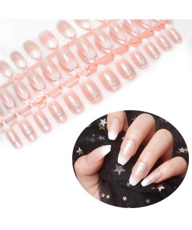 SIUSIO 240 Pcs Ombre French Coffin Nails - Full Cover UV Top Coat Acrylic Nail Art Tips Set (Holo Glitter) - Ship Worldwide - Buy Online on SooperMarket.com