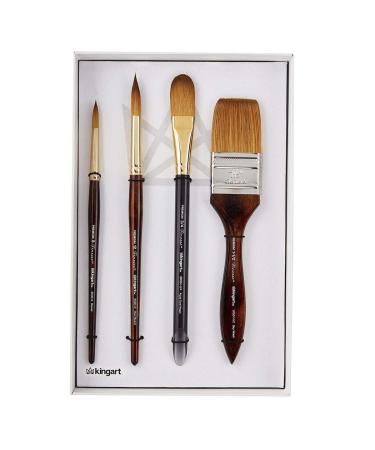 KINGART Finesse Kolinsky Sable Synthetic Blend Brushes, Set of 4