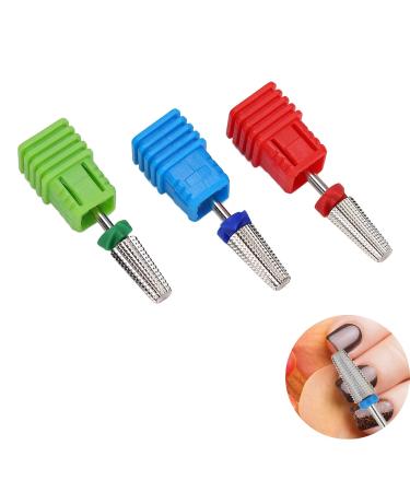 3PC Safety Nail Drill Set - Professional Polishing Tools for Acrylic & Gel Nails | Medium-Fine Coarse Bits (Silver) - Ideal for Nail Art & Care - Buy Online on SooperMarket.com