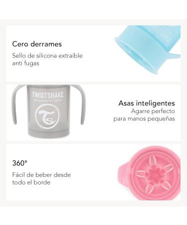 Twistshake 360 Cup 6+m - Pastel Grey & Black | Spill-Proof Baby & Toddler Cup for Easy Hydration | International Shipping Available - Buy Online on SooperMarket.com