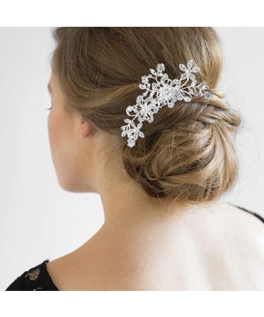Bridal Wedding Hair Combs - 44 Pcs Pearl Crystal Accessories | Silver Rhinestone Spiral Pins for Brides, Bridesmaids - U Shaped Clips for Women - Buy Online on SooperMarket.com