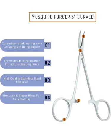 Stainless Steel Pet Ear Locking Forceps 5-Inch - Grooming Tweezers & Hemostat for Dogs - Spire Tools - Buy Online on SooperMarket.com