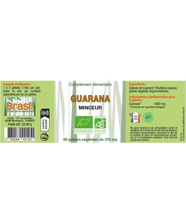 Brasil Guarana Bio Pilulier de 60 G lules - Buy Online on SooperMarket.com
